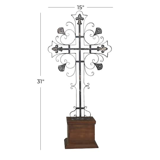 31" Black Iron French Country Cross